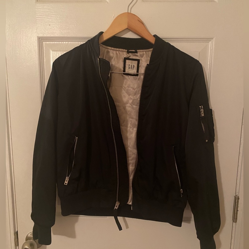 Black Bomber jacket with gold inside